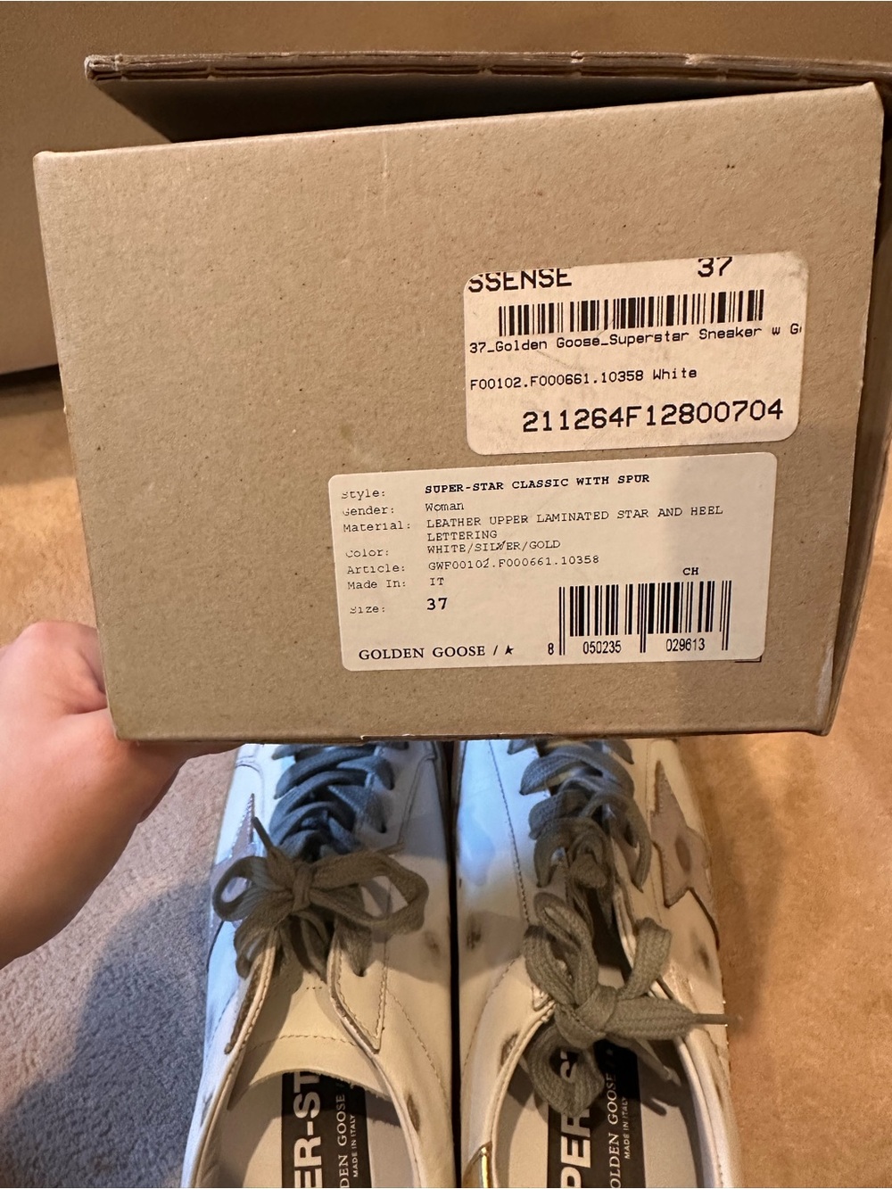 Golden Goose Super-Star Sneakers White Silver Gold Size 37 EU / US 7 NIB - Picture 8 of 15